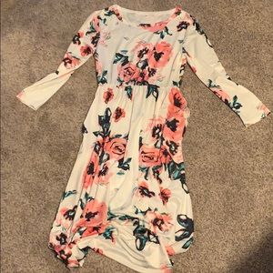 White dress with pink floral